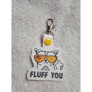 Funny Cat Keychain Fluff You Rude Novelty Keychain Bag Charm Accessory‎